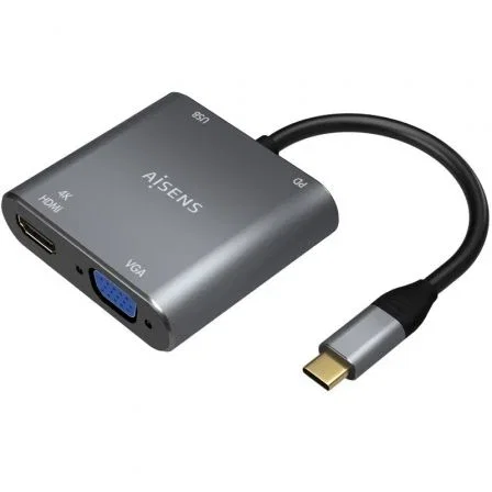 Aisens Conversor USB-C a VGA/HDMI 4K/USB 3.0/USB-C PD Gris 15cm Aisens Conversor USB-C a VGA/HDMI 4K/USB 3.0/USB-C PD Gris 15cm